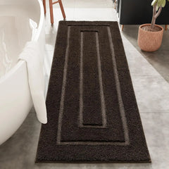 Bath Rug, Black Bathroom Rug 24x60 Inch Soft Absorbent Microfiber Bathroom Runner Rug, Washable Bath Runner Rugs