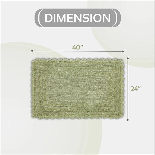 24 x 40 Bathroom Rug – 100% Cotton, Extra Soft Tufted Reversible Bath Mat, Water-Absorbent, Machine Washable (Sage) Shaggy Bord