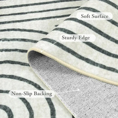Abstract Washable Area Rug, 5x7 Rug for Bedroom Non-Slip Soft Living Room Rug, Ultra-Thin Modern Black and White Rug Stain