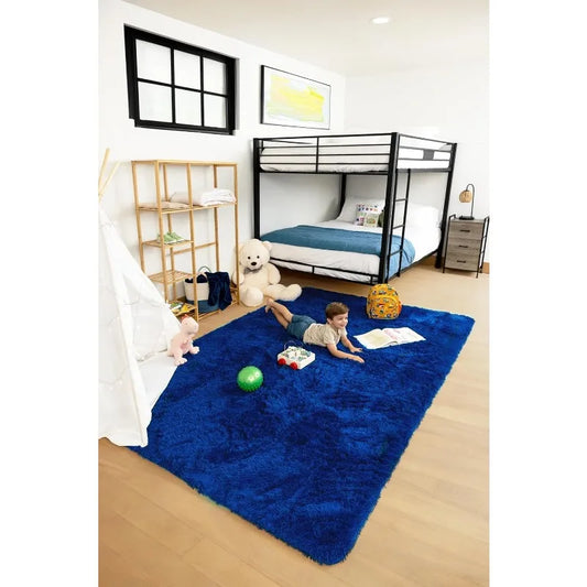 6x9 Rugs for Living Room, Large Fluffy Carpet, Fuzzy Plush Navy Shag Comfy Soft, Non-Slip Indoor Floor,for Kids Boys Girls