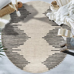 Bohemian Stripe Stain Resistant High Traffic Living Room Kitchen Bedroom Dining Home Office Round Rug 6' 6"