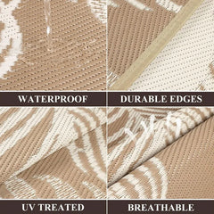 Waterproof Outdoor Rug 9x12, Reversible Plastic Straw Patio Camping Rug, Indoor Outdoor RV Mat Carpet for Deck,