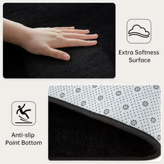 6x9 Black Washable Fuzzy Bedroom, Soft Fluffy Indoor Carpets, Rug