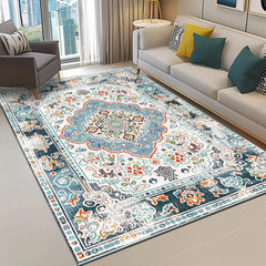 Area Rug - 5x7 Living Room Rug, Grey Vintage Washable, Soft Non Slip Low Pile Boho Printed Carpet, Retro for Bedroom Dining