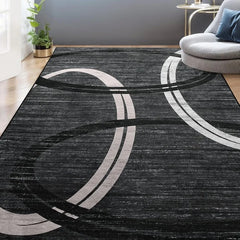 Modern 4x6 Area Rug, Grey Abstract High Traffic Rugs for Living Room Bedroom Office Dining Room, Indoor Large
