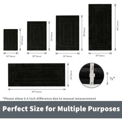 Large Bathroom Rug, 24" x 48", Water Absorbent, Non-Slip, Thick Soft Shaggy, Microfiber, Black