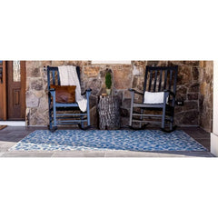 Outdoor Safari Collection Area Rug - Leopard (5' 1" x 8' Rectangle, Blue/ Gray)