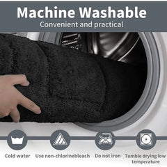 Large Bathroom Rug, 24" x 48", Water Absorbent, Non-Slip, Thick Soft Shaggy, Microfiber, Black
