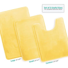 Ultra Soft Velvet Memory Foam Bath Mat Set Non-Slip Absorbent Bathroom Rugs Machine Washable Quick Dry Plush Comfort