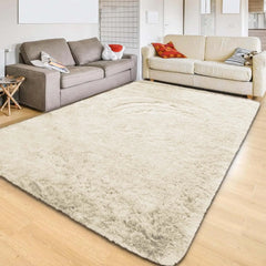 Area Rug 5x7 for Living Room – Soft Tie-Dyed Light Grey Large Shag Rug Non-Slip Indoor Floor Carpet for Bedroom