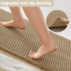 Waffle Runner Rug Bathroom, Long Boho Bathroom Rugs Non Slip Washable Super Absorbent Quick Dry Farmhouse Bathroom Decor