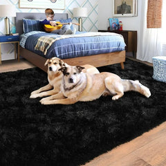 8x10 Area Rugs, Ultra Soft Large Shag Black Living Room Fluffy Rug Carpet for Bedroom, Plush Modern Floor Rug for Kids Room