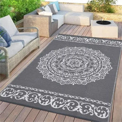 Outdoor Rug Carpet 9x12 Waterproof Mat Reversible Patio Rug Geometric Rug RV Camping