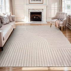 5'x7' Area Rugs for Living Room Jacquard Textured Modern Rugs Soft Geometric Rug for Bedroom Mid Century Washable Rug