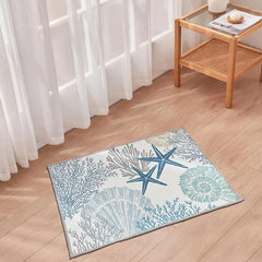 Coastal Area Rug 2x3 - Small Machine Washable Foldable Throw Rugs Non-Slip Beach Ocean Entryway Doormat Indoor