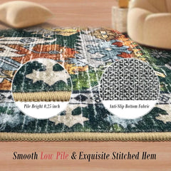 Washable Area Rugs - Perfect for Living Room, Bedroom, Kids Room & Water Resistant Non-Slip, (Green, 5' X 7'), Carpet