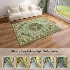 Green Rugs (5x7) for Bedroom Area Rug Washable Rugs Boho, for Living Room Nursery Room Dorm Kids Playroom Home Office, Carpet