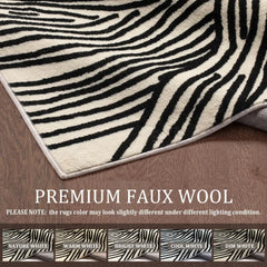 5×8 Feet Area Rugs Non-Shedding Washable, Nonslip Throw Rugs Soft Thin Contemporary Striped - Black and White Rug, Carpet