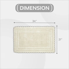 21 x 34 Bathroom Rug – 100% Cotton, Extra Soft Tufted Reversible Bath Mat, Water-Absorbent, Machine Washable (Ivory) Shaggy Bor