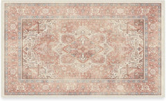 Washable 8 ft Round Rug, Kamran Rose Pink, Premium Rugs for Living Room, Bedroom, Kitchen, Office, Nursery with Gripper Non Slip