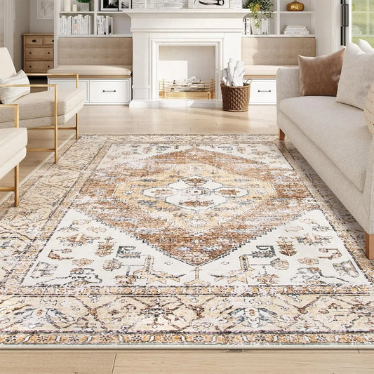 9x12 Area Rugs for Living Room - Boho Non-Slip Washable Rug Ultra-Thin Stain Resistant Large Rugs Throw Non Shedding Rug