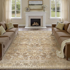 4x6 Machine Washable Rugs Brown Hallway Area Rug Indoor Accent Rug Floral Low Pile Carpet Soft Throw Rug Bedroom Living