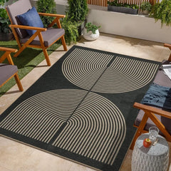 Modern Rainbow Jute Look Rug Non Slip Easy Clean Outdoor Indoor Area Carpet Contemporary Design Washable Soft Polyester 4x6 ft