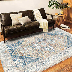 6x9 Washable Rug  Vintage Rug Traditional Floor Cover Thin Rug Retro Kitchen Indoor Distressed Non Slip Carpet