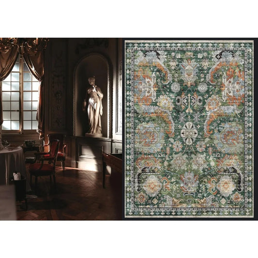 Washable Area Rugs - Perfect for Living Room, Bedroom, Kids Room & Water Resistant Non-Slip, (Green, 5' X 7'), Carpet