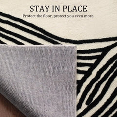 5×8 Feet Area Rugs Non-Shedding Washable, Nonslip Throw Rugs Soft Thin Contemporary Striped - Black and White Rug, Carpet