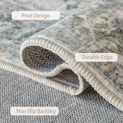 Modern Area Rug 8x10, Machine Washable Rugs for Living Room, Non Slip Carpet Printed, Low Pile, Light Taupe Brown