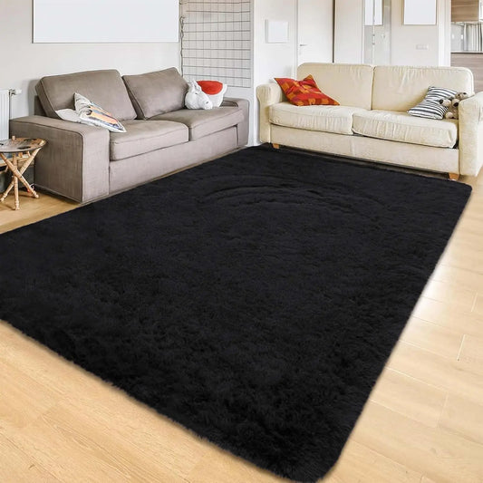 Area Rug 5x7 for Living Room – Soft Tie-Dyed Light Grey Large Shag Rug Non-Slip Indoor Floor Carpet for Bedroom