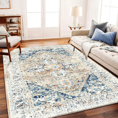 6x9 Washable Rug  Vintage Rug Traditional Floor Cover Thin Rug Retro Kitchen Indoor Distressed Non Slip Carpet