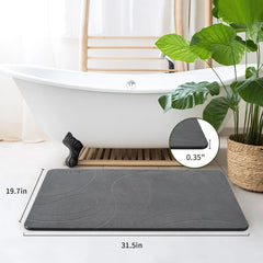 Super Absorbent Diatomaceous Earth Bath Mat Large, Quick Drying Non-Slip Diatomite Stone Bath Mats (Extra Large 31.5" x 19.7")