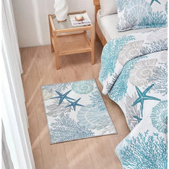 Coastal Area Rug 2x3 - Small Machine Washable Foldable Throw Rugs Non-Slip Beach Ocean Entryway Doormat Indoor