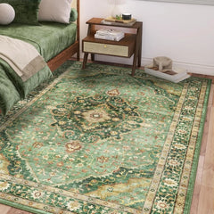 Green Rugs (5x7) for Bedroom Area Rug Washable Rugs Boho, for Living Room Nursery Room Dorm Kids Playroom Home Office, Carpet