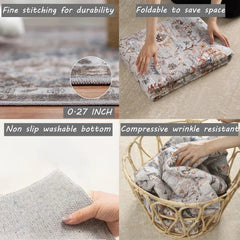 6x9 Washable Rug  Vintage Rug Traditional Floor Cover Thin Rug Retro Kitchen Indoor Distressed Non Slip Carpet