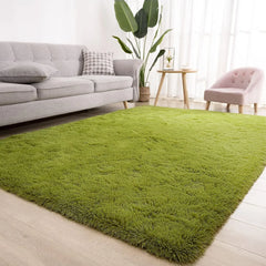 Super Soft Shaggy Rug Fluffy Bedroom Carpets, 5x8 Feet Grass Green, Modern Indoor Fuzzy Plush Area Rugs for