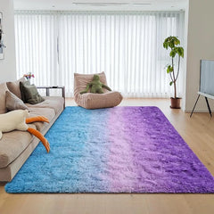 Extra Large Fluffy Area Rug, 6x9 Feet Purple Blue Modern Indoor Living Room Bedroom Home Colorful Rugs,