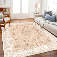 6x9 Washable Rug  Vintage Rug Traditional Floor Cover Thin Rug Retro Kitchen Indoor Distressed Non Slip Carpet