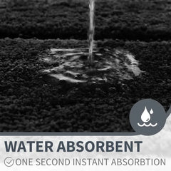 Large Bathroom Rug, 24" x 48", Water Absorbent, Non-Slip, Thick Soft Shaggy, Microfiber, Black