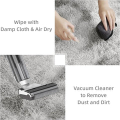Area Rug 5x7 for Living Room – Soft Tie-Dyed Light Grey Large Shag Rug Non-Slip Indoor Floor Carpet for Bedroom
