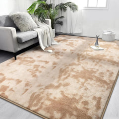 Large Area Rugs for Living Room Bedroom, 4x6 Ft Tie-Dyed Navy Blue Ultra Soft Comfy Thickened Memory-