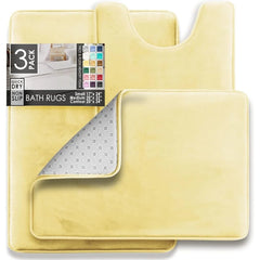 Ultra Soft Velvet Memory Foam Bath Mat Set Non-Slip Absorbent Bathroom Rugs Machine Washable Quick Dry Plush Comfort