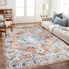 6x9 Washable Rug  Vintage Rug Traditional Floor Cover Thin Rug Retro Kitchen Indoor Distressed Non Slip Carpet