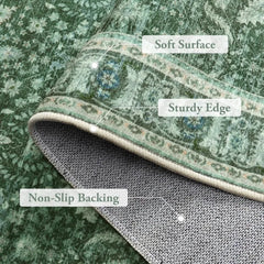 Washable Rug Runners for Hallways 10ft, Green Runner Rugs for Hallway 2x10 Non Slip, Floral Long Bathroom Runner Rug