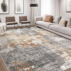 Area Rug Living Room Rugs - 9x12 Large Soft Indoor Neutral Modern Abstract Low Pile Washable Rug Carpet for Bedroom Dining
