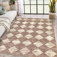 Moroccan Trellis Area Rug - 3x5 Washable Black Entry Rug Non Slip Living Room Mat, Distressed Lattice Soft Stain