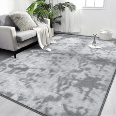Large Area Rugs for Living Room Bedroom, 4x6 Ft Tie-Dyed Navy Blue Ultra Soft Comfy Thickened Memory-