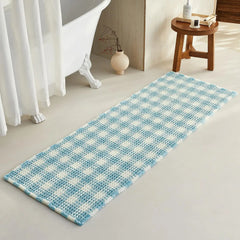 Waffle Runner Rug Bathroom, Long Boho Bathroom Rugs Non Slip Washable Super Absorbent Quick Dry Farmhouse Bathroom Decor